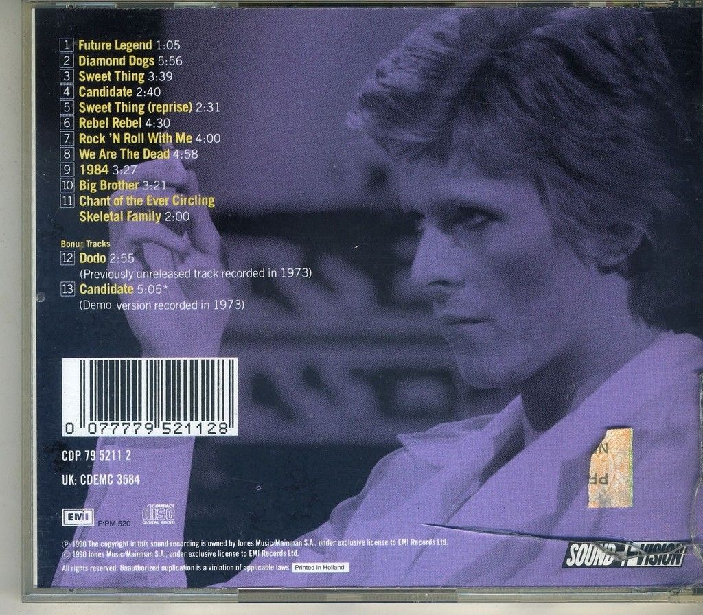 diamond dogs(david bowie audio cd(made in holland[y7]