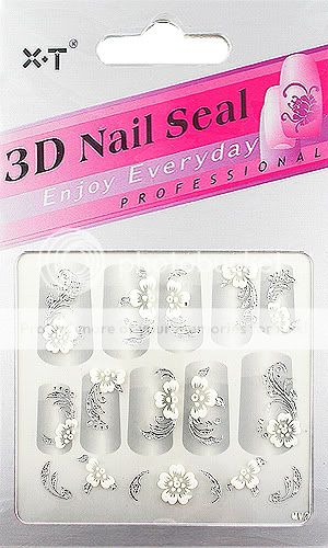 3D Sliver Vintage Flower Nail Art Stickers/Decals 21  
